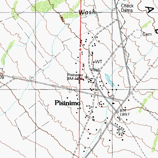 Topographic Map of Pisinimo School, AZ