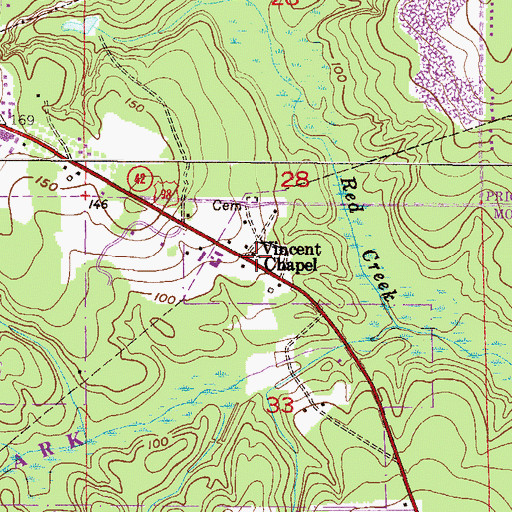 Topographic Map of Vincent Chapel African Methodist Episcopal Zion Church, AL