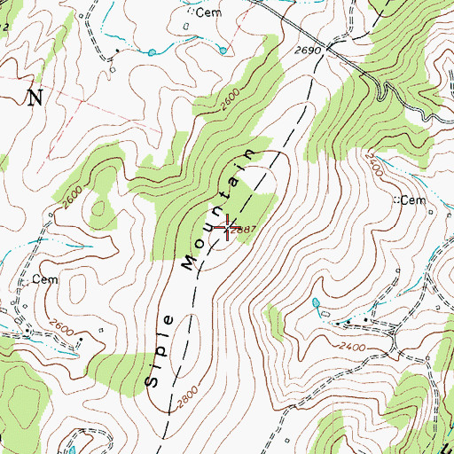 Topographic Map of Siple Mountain, WV