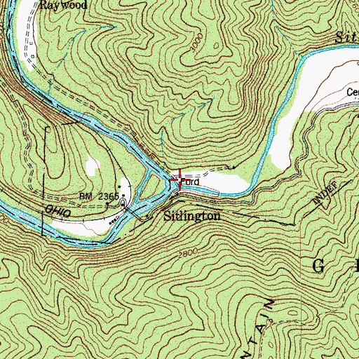 Topographic Map of Sitlington Creek, WV