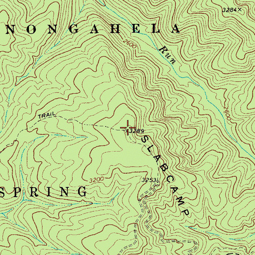 Topographic Map of Slabcamp Mountain, WV