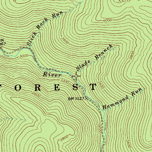 Topographic Map of Slade Branch, WV