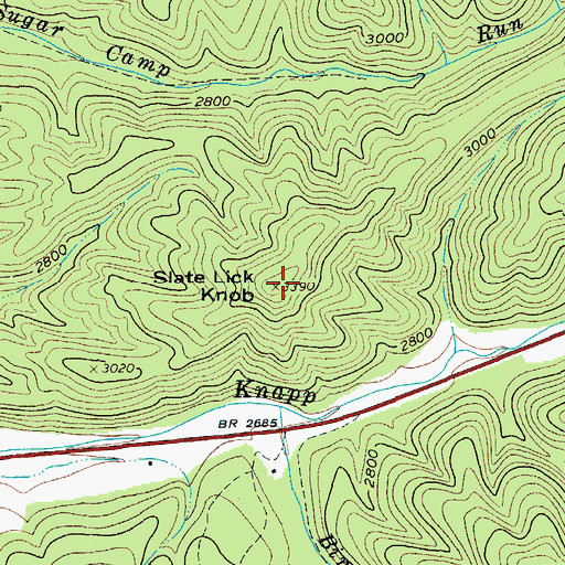 Topographic Map of Slate Lick Knob, WV