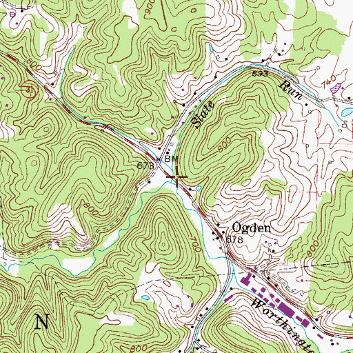 Topographic Map of Slate Run, WV