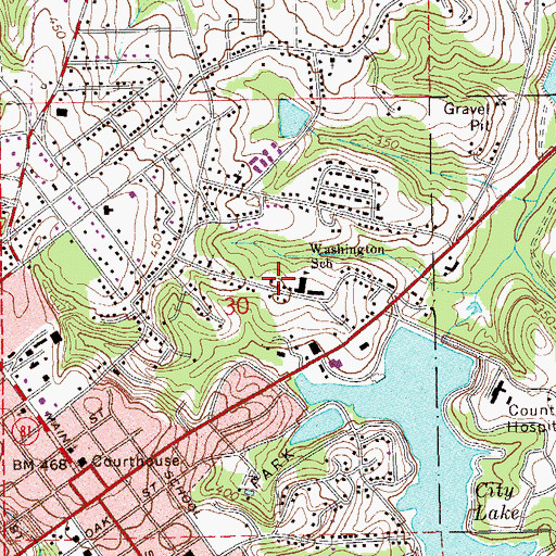 Topographic Map of Washington School, AL