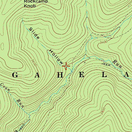 Topographic Map of Slide Hollow, WV