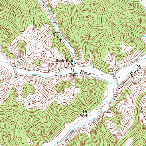 Topographic Map of Slider Run, WV