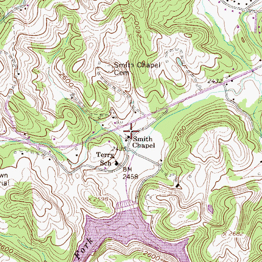 Topographic Map of Smith Chapel, WV