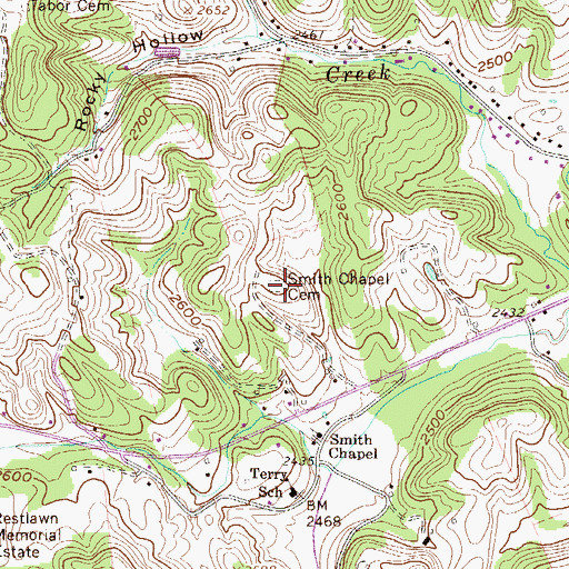 Topographic Map of Smith Chapel Cemetery, WV