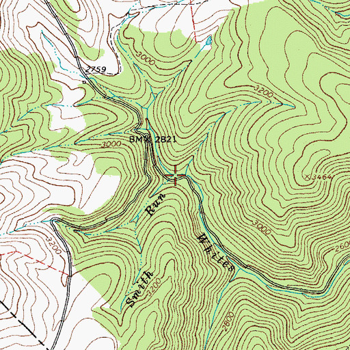 Topographic Map of Smith Run, WV
