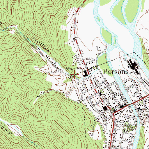Topographic Map of Smoky Hollow, WV