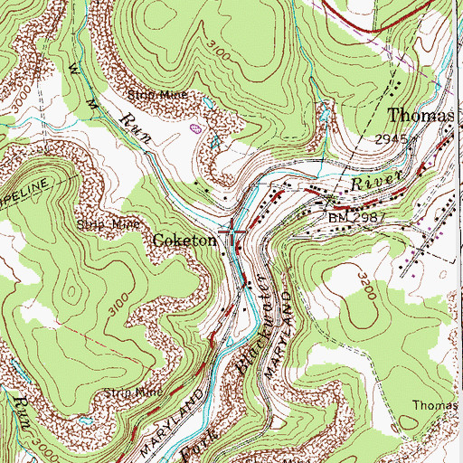 Topographic Map of Snyder Run, WV