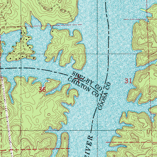 Topographic Map of Waxahatchee Creek, AL
