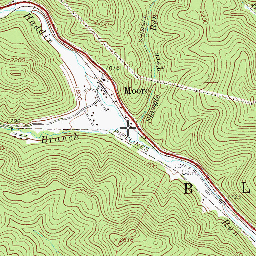 Topographic Map of South Branch Haddix Run, WV