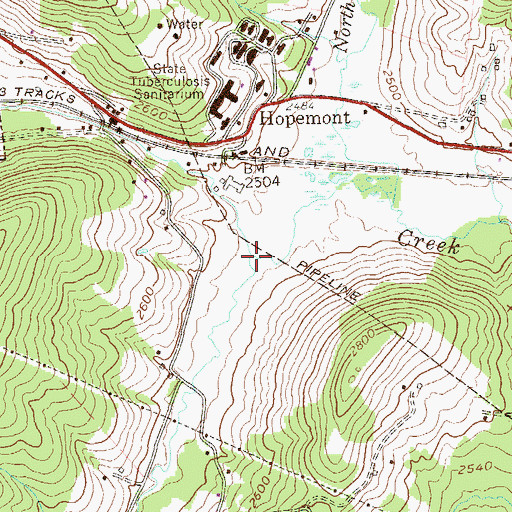 Topographic Map of South Branch Snowy Creek, WV