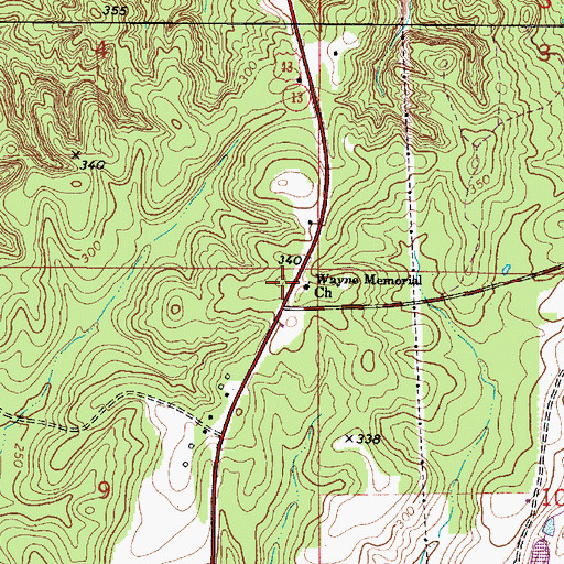 Topographic Map of Wayne Baptist Church, AL