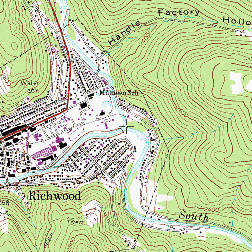 Topographic Map of South Fork Cherry River, WV