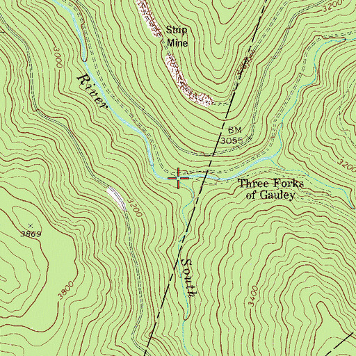 Topographic Map of South Fork Gauley River, WV