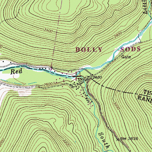 Topographic Map of South Fork Red Creek, WV