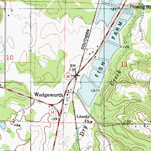 Topographic Map of Wedgeworth, AL