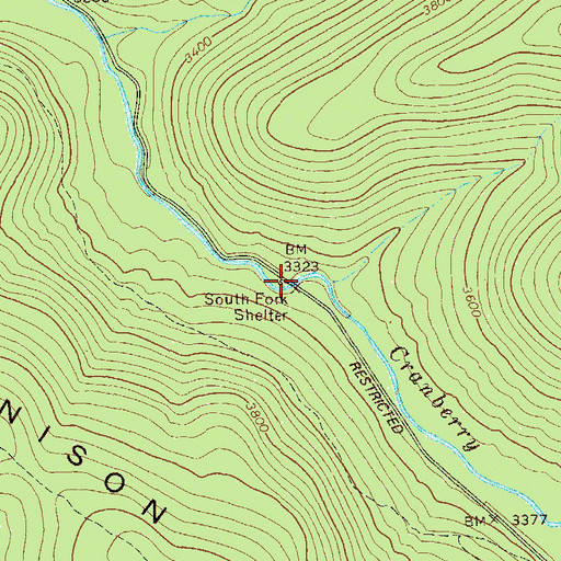 Topographic Map of South Fork Shelter, WV