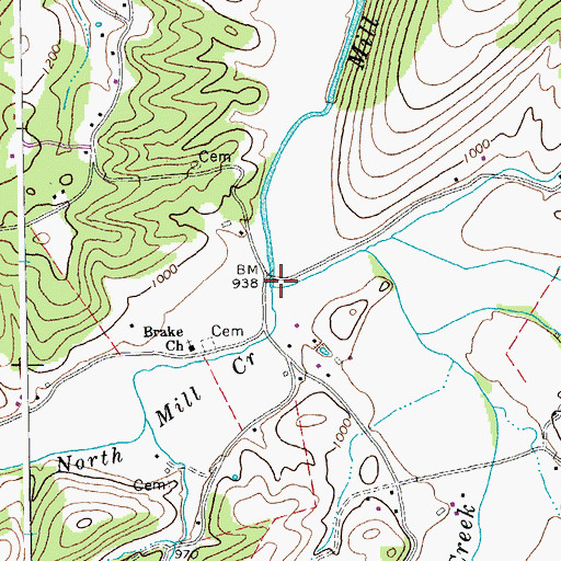 Topographic Map of South Mill Creek, WV