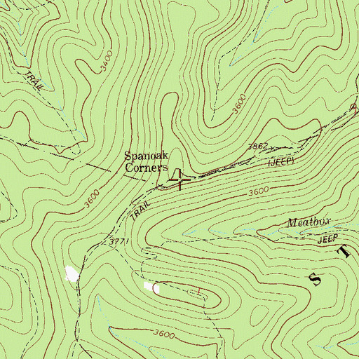 Topographic Map of Spanoak Corners, WV