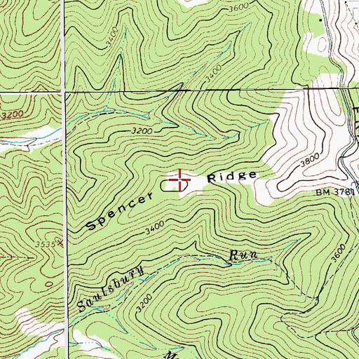 Topographic Map of Spencer Ridge, WV