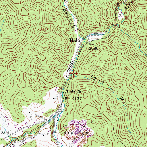 Topographic Map of Spice Run, WV