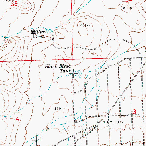 Topographic Map of Black Mesa Tank, AZ