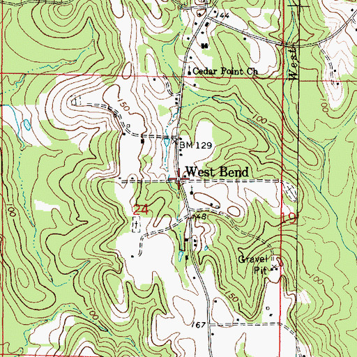 Topographic Map of West Bend, AL