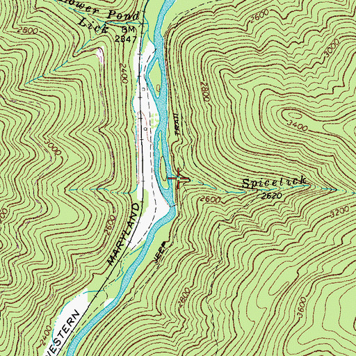 Topographic Map of Spicelick Run, WV
