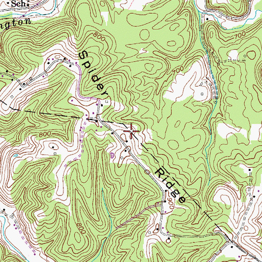 Topographic Map of Spider Ridge, WV