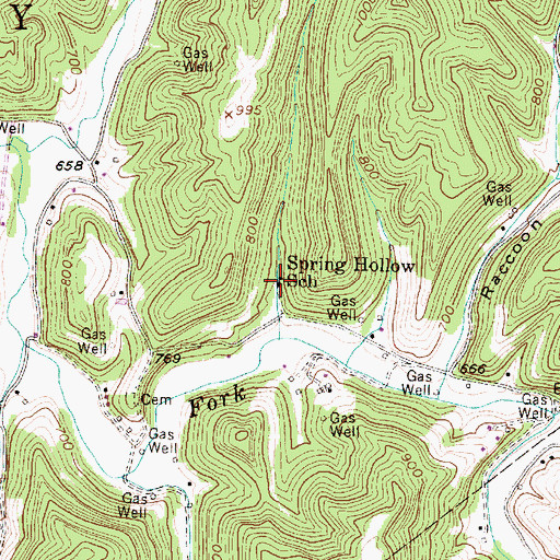 Topographic Map of Spring Hollow School (historical), WV