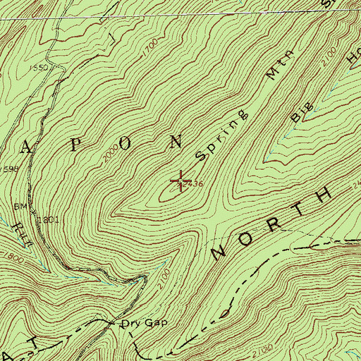 Topographic Map of Spring Mountain, WV