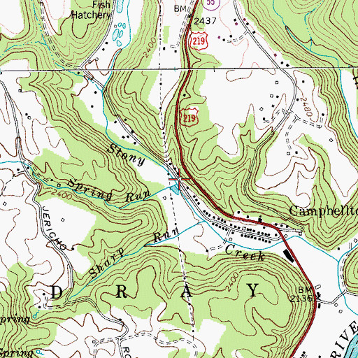 Topographic Map of Spring Run, WV