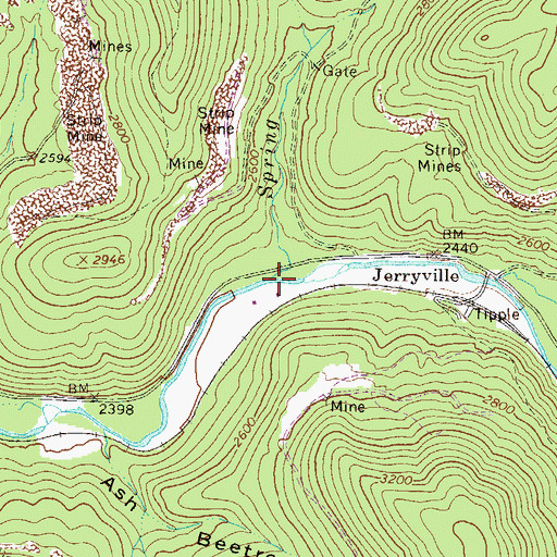 Topographic Map of Spring Run, WV
