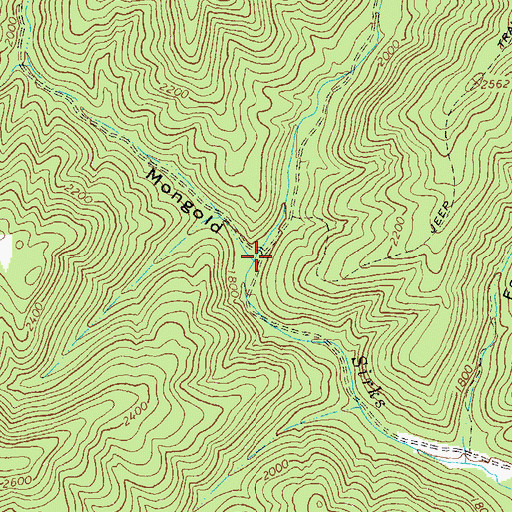 Topographic Map of Spring Run, WV