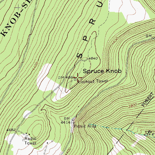 Topographic Map of Spruce Knob, WV