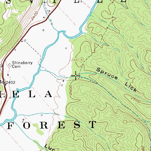 Topographic Map of Spruce Lick Hollow, WV