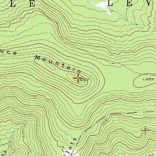 Topographic Map of Spruce Mountain, WV