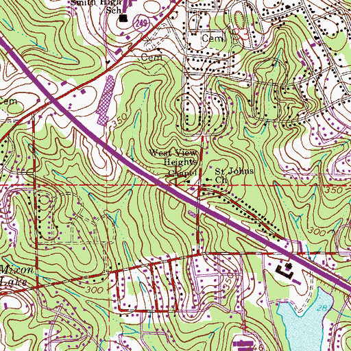 Topographic Map of West View Heights United Methodist Church, AL