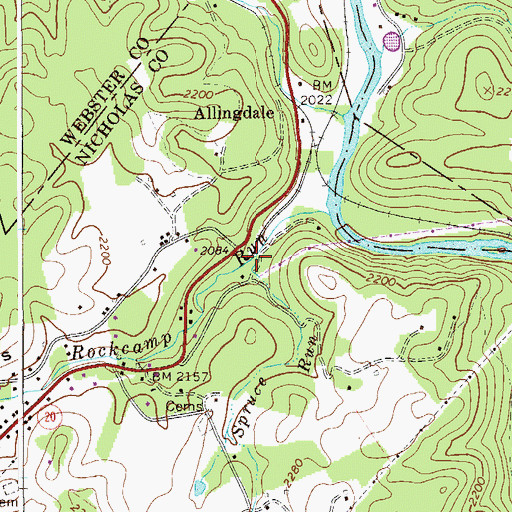 Topographic Map of Spruce Run, WV