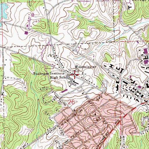 Topographic Map of Westminster Presbyterian Church, AL