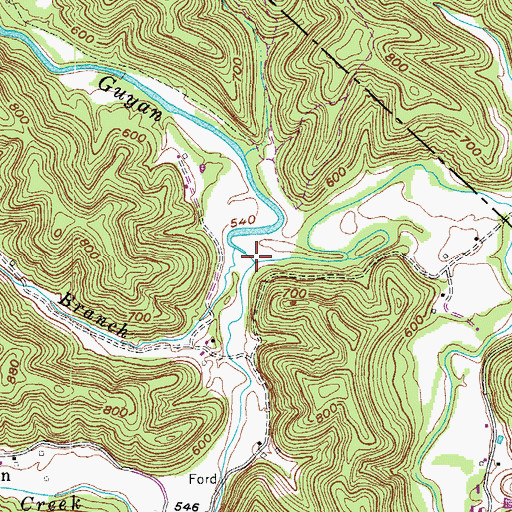 Topographic Map of Spurlock Creek, WV