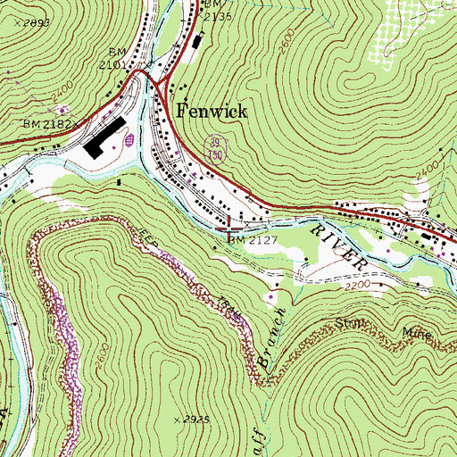Topographic Map of Staff Branch, WV