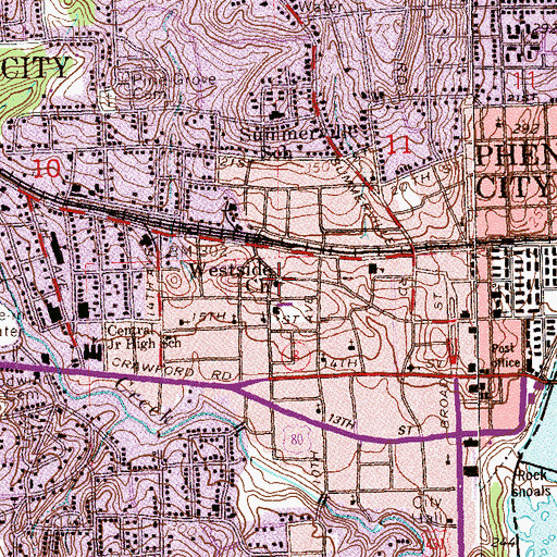 Topographic Map of Westside Baptist Church, AL
