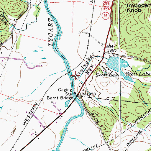 Topographic Map of Stalnaker Run, WV