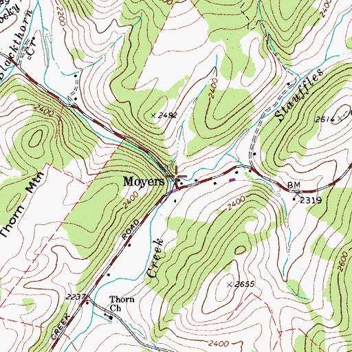 Topographic Map of Stauffles Run, WV