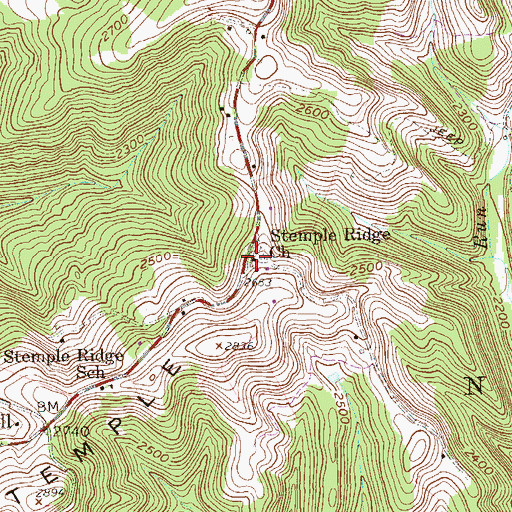 Topographic Map of Stemple Ridge Church, WV